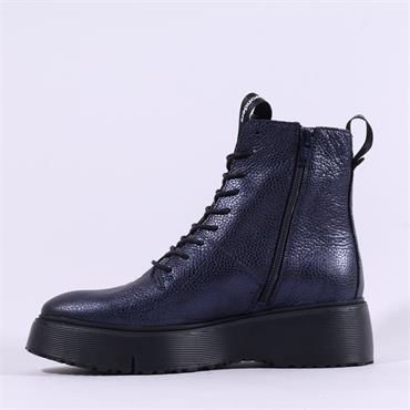 Wonders Bristol Platform Lace Ankle Boot - Navy Metallic